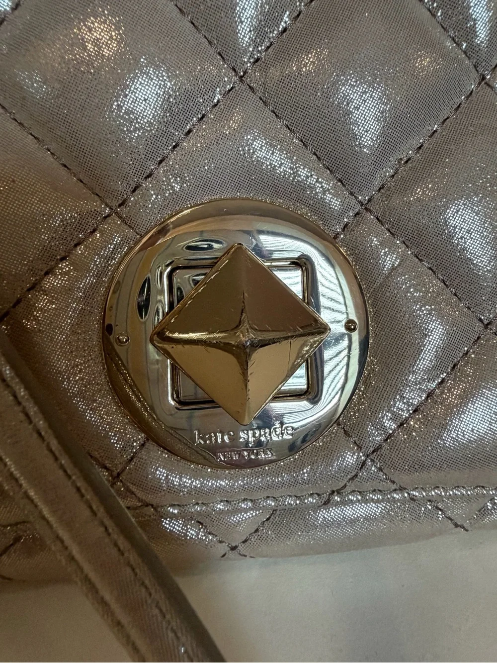 kate spade Quilted Metallic Shoulder Bag - Pearl/Gold
